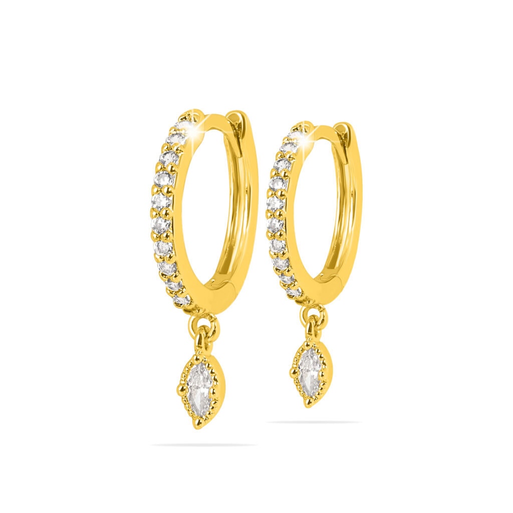 orecchini cerchio oro con pendente rombo