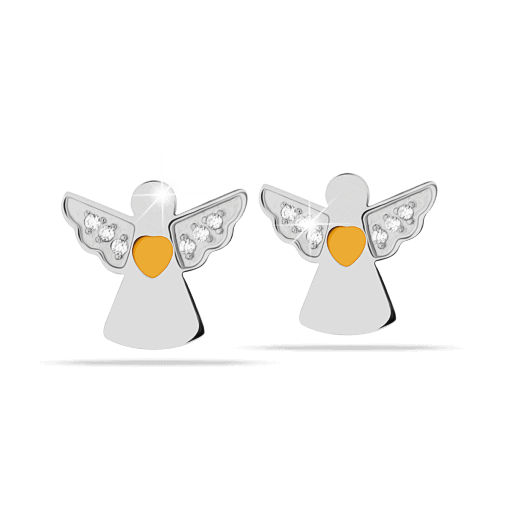 Angioletto argento con cuore giallo