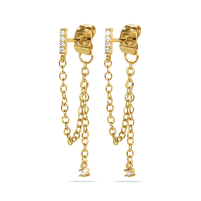 Catena pendente oro con pietre bianche