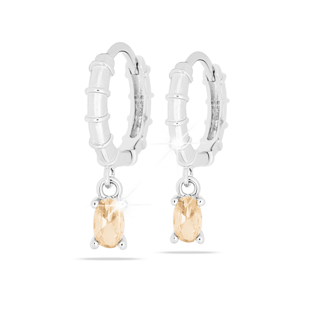 Cerchio argento con pietra pendente rosa