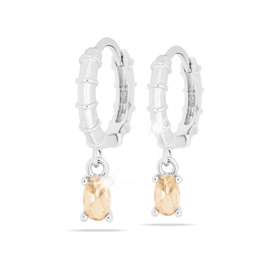 Cerchio argento con pietra pendente rosa