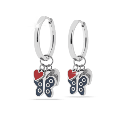 Cerchio con pendente cuore e farfalla