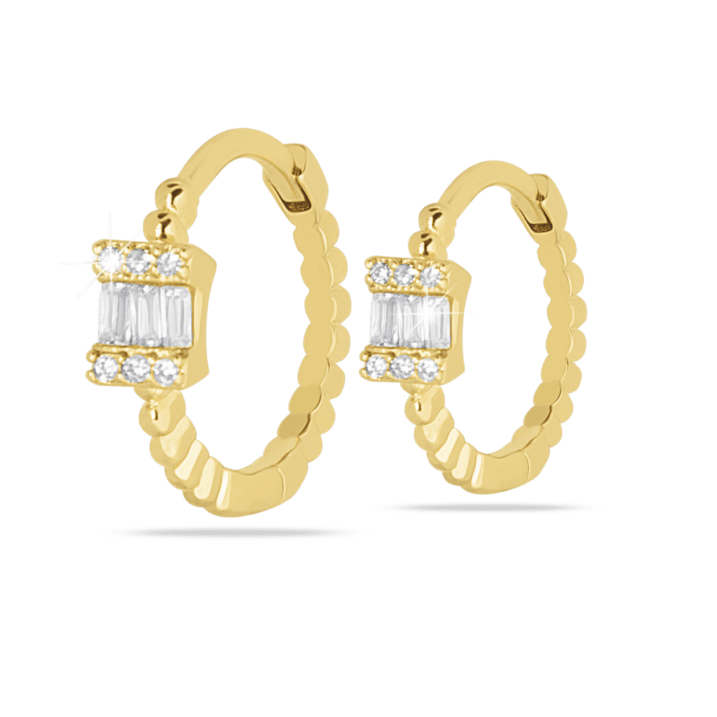 Cerchio oro con pietra bianca