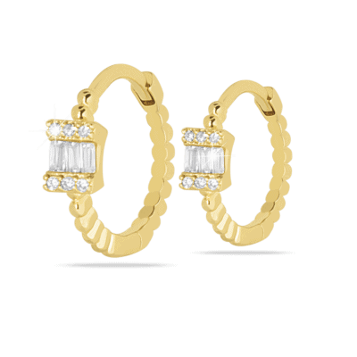 Cerchio oro con pietra bianca