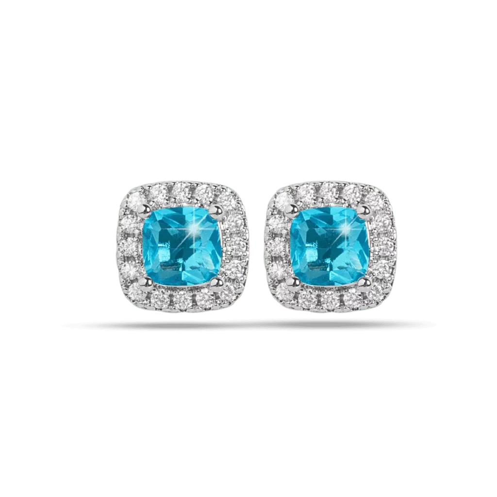 461 - Orecchino Pietra quadrata acquamarina