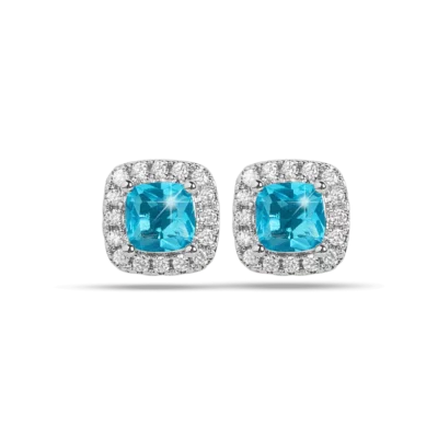 461 - Orecchino Pietra quadrata acquamarina