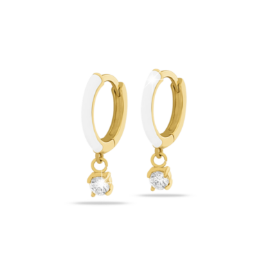 Orecchini Anallergici Cerchio bianco con pendente