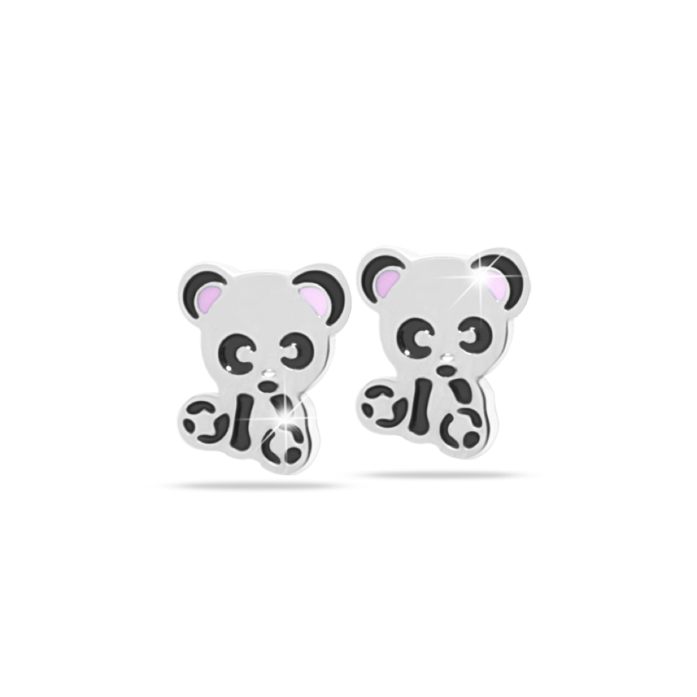 Orecchini Anallergici Panda silver