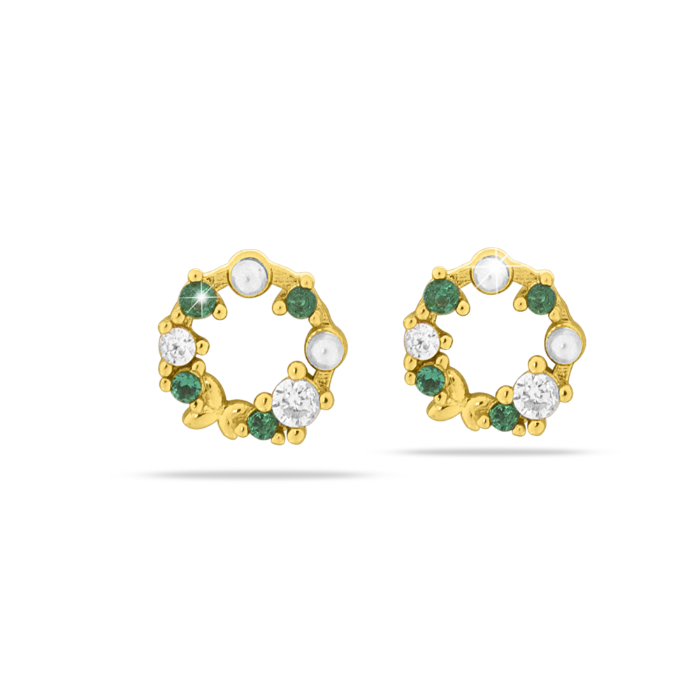 orecchini anallergici Cerchio a lobo con perle e zircone