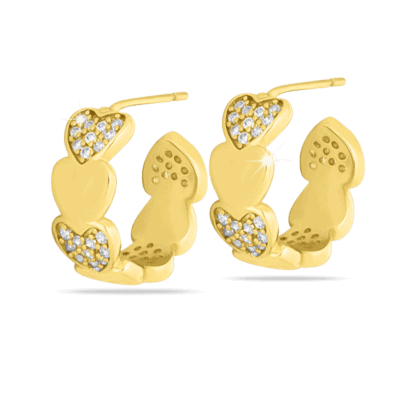 orecchini anallergici Cerchio cuori con zirconi