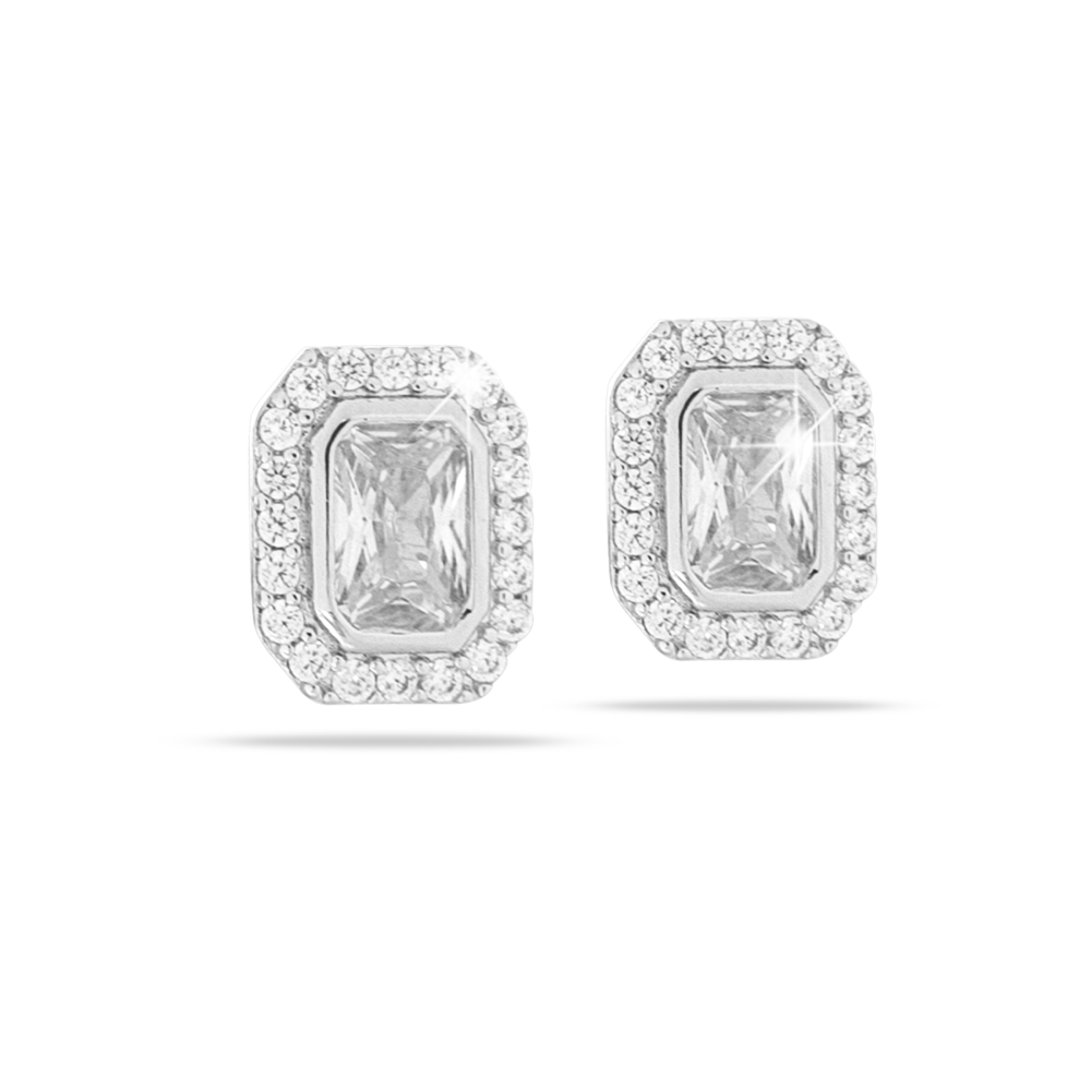 orecchini anallergici Pietra rettangolo argento