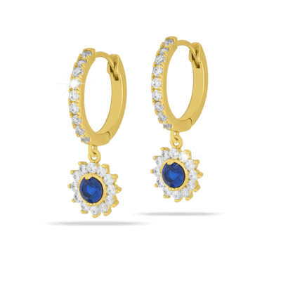 orecchini anallergici Zircone blu pendente