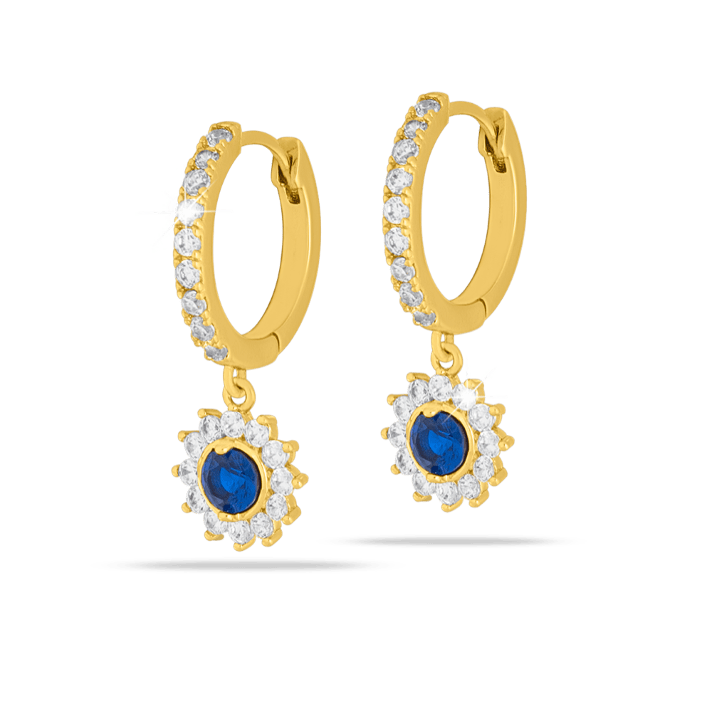 orecchini anallergici Zircone blu pendente