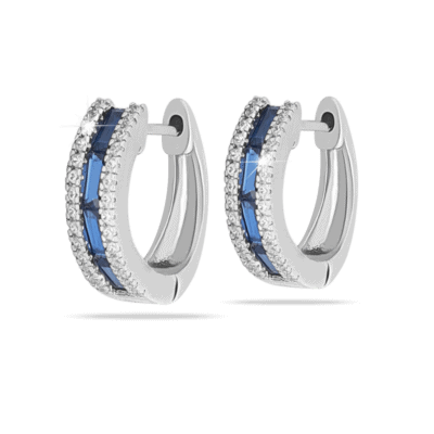 orecchini anallergici cerchio silver con pietre blu