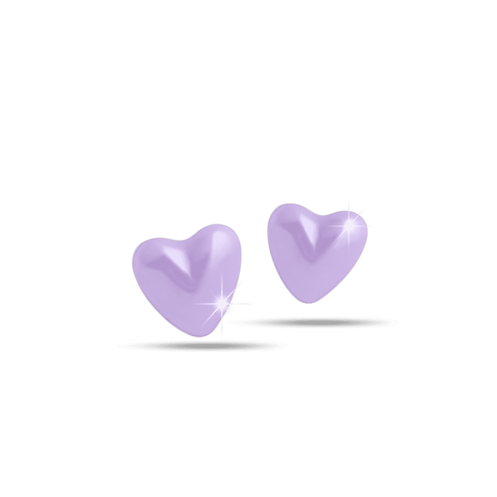 orecchini anallergici in ceramica cuore lilla